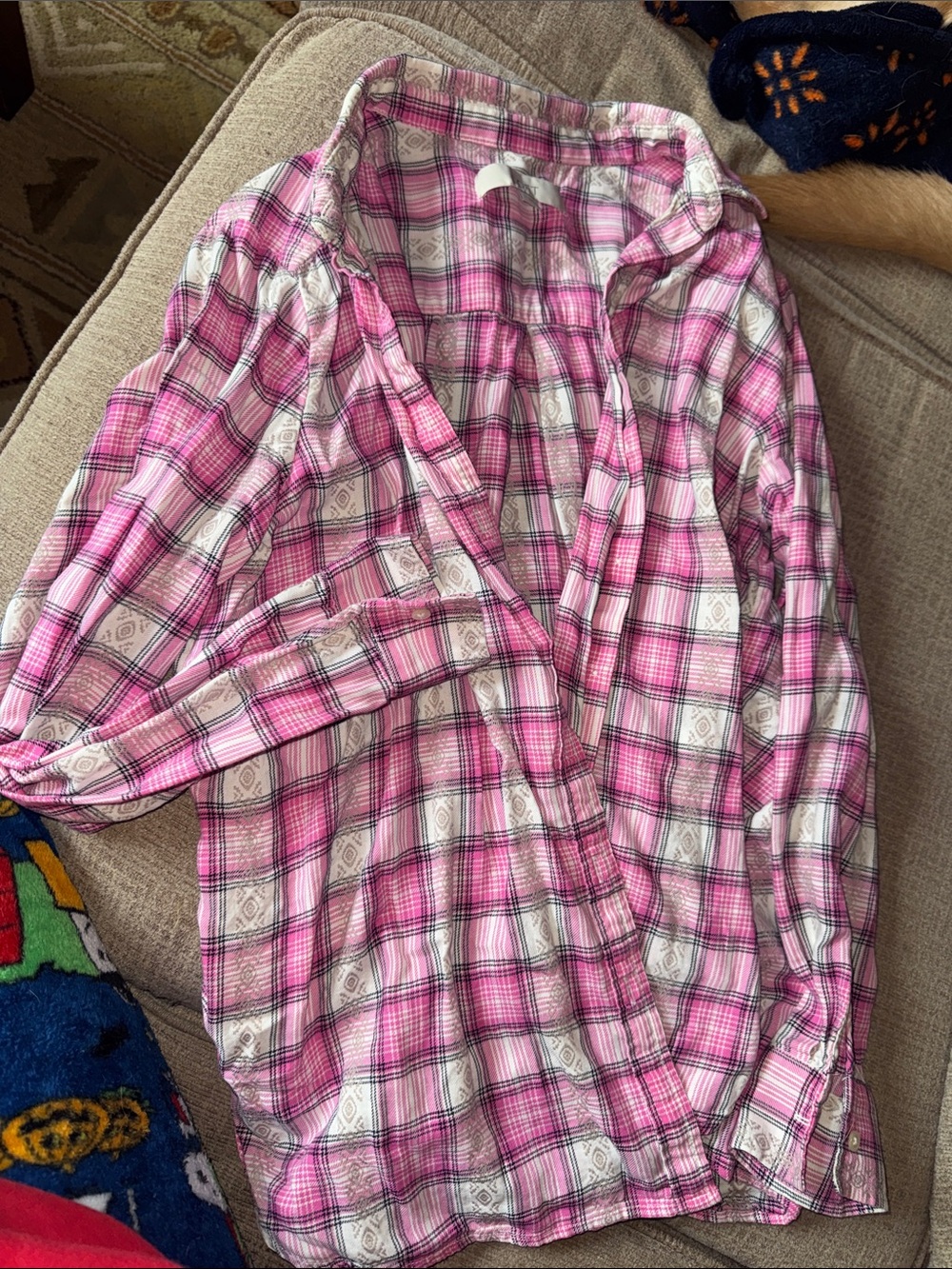 Women’s Pink Plaid Button-Down Shirt - Casual Everyday Top